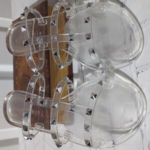 GIANNI BINI SILVER STUDDED JELLY SLIDE- ON SIZE 7